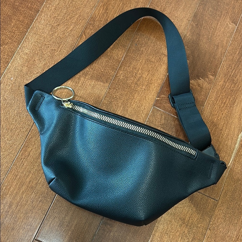 Black Faux Leather Crossbody Bag